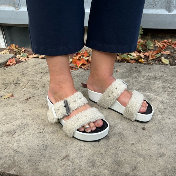 rag & bone Fluffy Shearling Evin Slide Platforms, size 38 - Picture 2 of 15